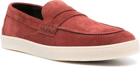 Canali suede slip-on loafers Red