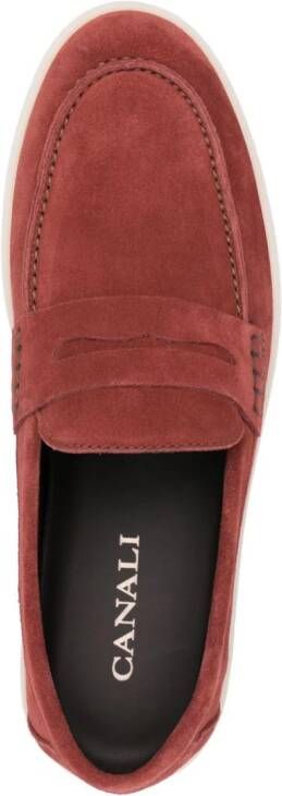 Canali suede slip-on loafers Red