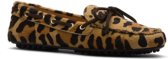 Car Shoe Animalier-print calf hair loafers Brown