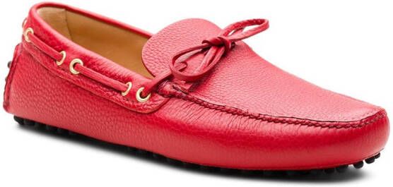 Car Shoe bow-detail driving loafers Red