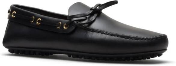 Car Shoe bow-detail leather driving shoes Black