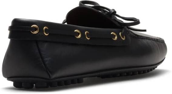 Car Shoe bow-detail leather driving shoes Black
