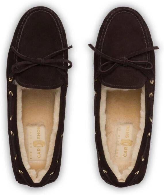 Car Shoe bow-detail suede loafers Brown