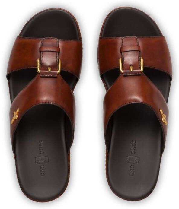Car Shoe buckle-embellished flat sandals Brown