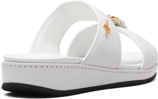 Car Shoe buckle-embellished flat sandals White