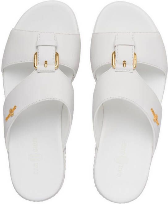 Car Shoe buckle-embellished flat sandals White