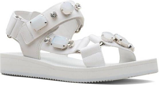 Car Shoe crystal-embellished sandals White