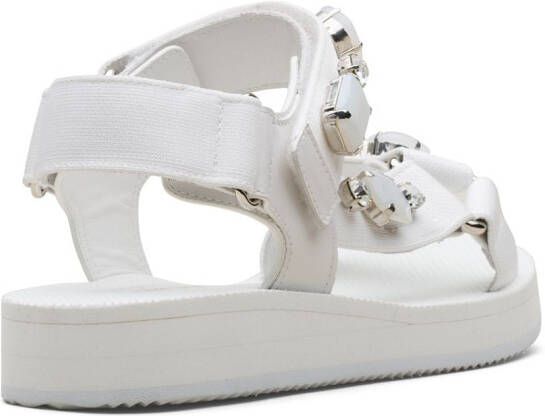 Car Shoe crystal-embellished sandals White