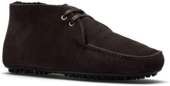 Car Shoe fur-lined suede driving boots Brown