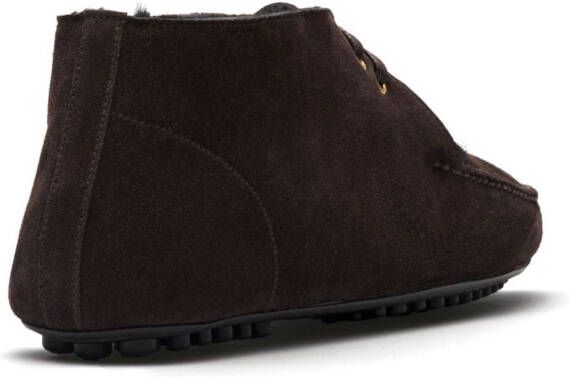 Car Shoe fur-lined suede driving boots Brown
