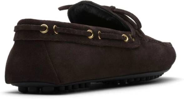 Car Shoe fur-lined suede driving shoes Brown