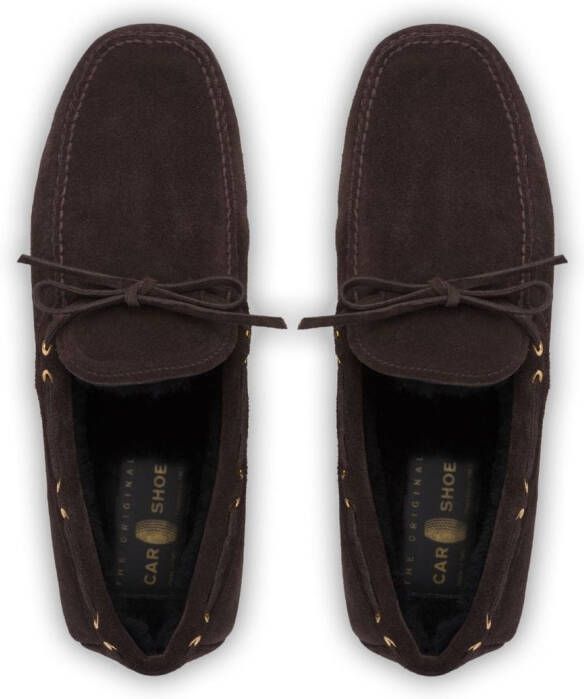 Car Shoe fur-lined suede driving shoes Brown