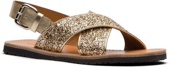 Car Shoe glitter-effect slingback sandals Gold