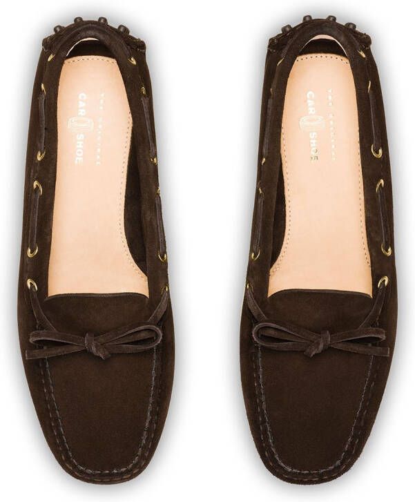 Car Shoe lace-up suede loafers Brown