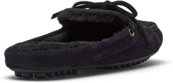 Car Shoe lace-up suede slippers Black