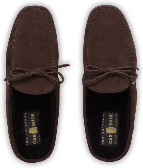 Car Shoe lace-up suede slippers Brown