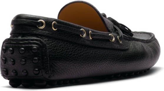 Car Shoe pebbled leather loafers Black