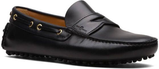 Car Shoe slip-on leather driving shoes Black
