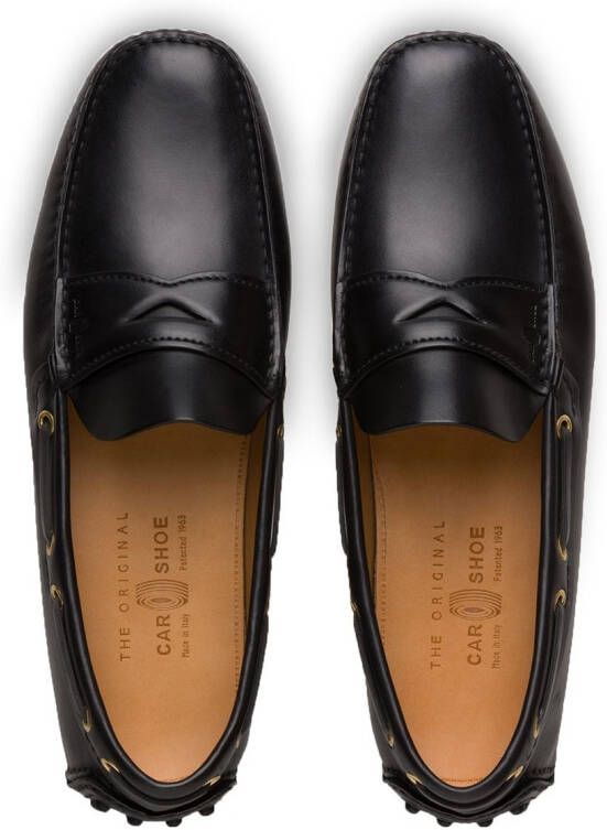 Car Shoe slip-on leather driving shoes Black