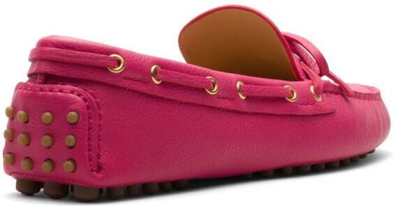 Car Shoe soft grained leather driving shoes Pink