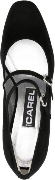 Carel Paris Alice 60mm crystal-buckle suede pumps Black