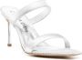 Casadei 100mm metallic-effect leather sandals Silver - Thumbnail 2