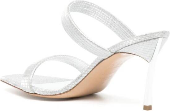 Casadei 100mm metallic-effect leather sandals Silver
