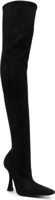 Casadei 105mm square-toe over-the-knee boots Black