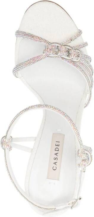 Casadei 110mm crystal-embellished leather sandals White