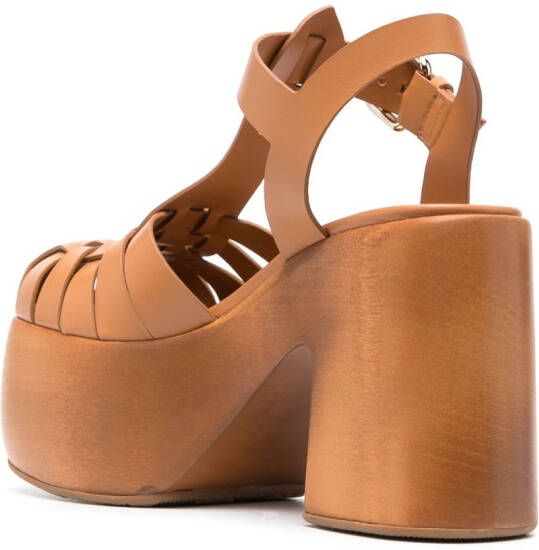 Casadei 110mm leather platform sandals Brown