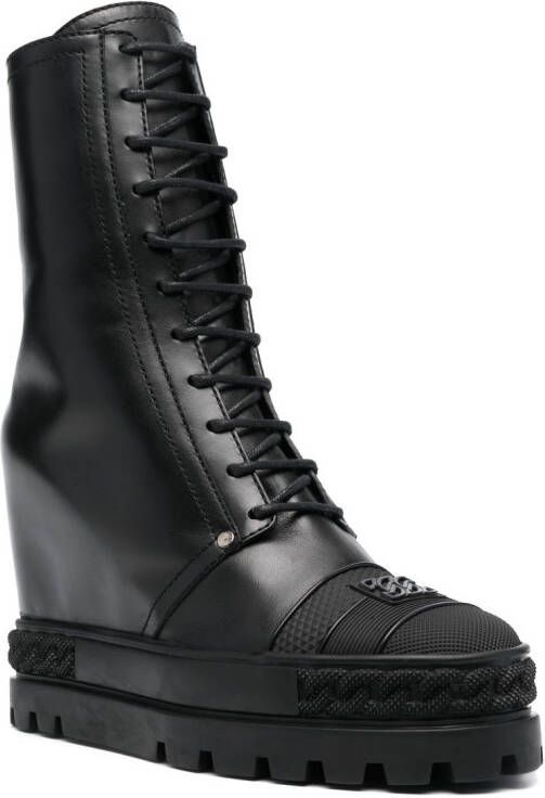 Casadei 120mm lace-up leather boots Black