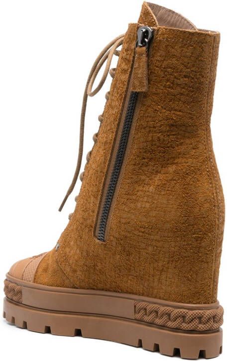 Casadei 130mm platform-wedge ankle boots Brown