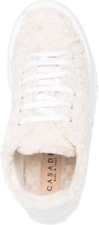 Casadei 80mm low-top fleece sneakers Neutrals