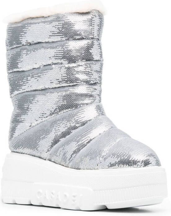 Casadei 80mm sequin-embellished chunky boots Grey