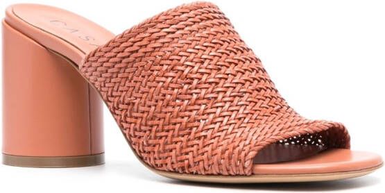 Casadei 85mm braided leather mules Brown