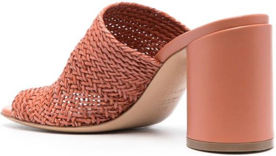 Casadei 85mm braided leather mules Brown