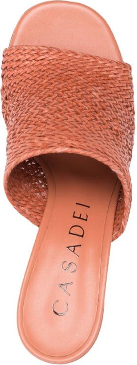 Casadei 85mm braided leather mules Brown