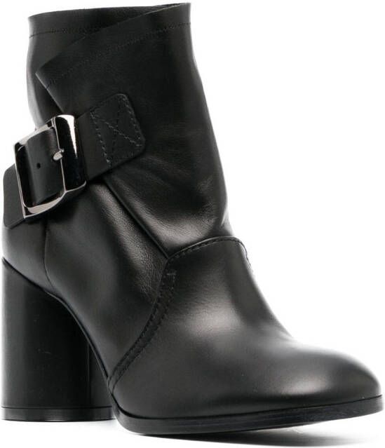Casadei 85mm buckle-detail ankle boots Black