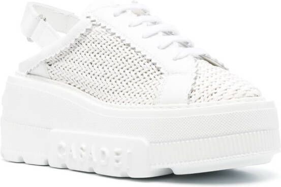 Casadei 85mm woven platform sneakers White