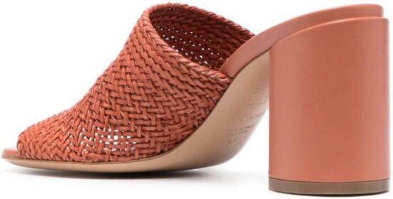 Casadei 90mm woven-detail leather mules Brown