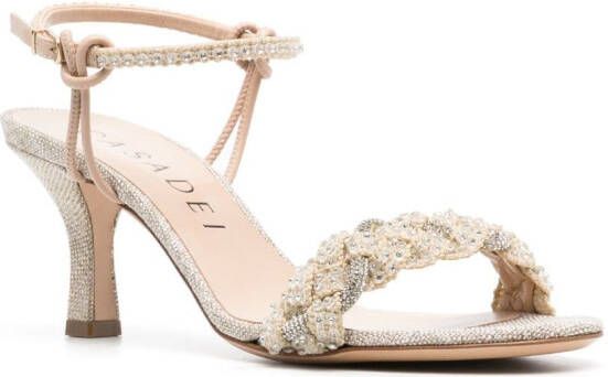 Casadei Astro 60mm embellished sandals Neutrals