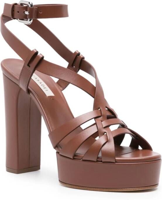 Casadei Betty 120mm leather sandals Brown