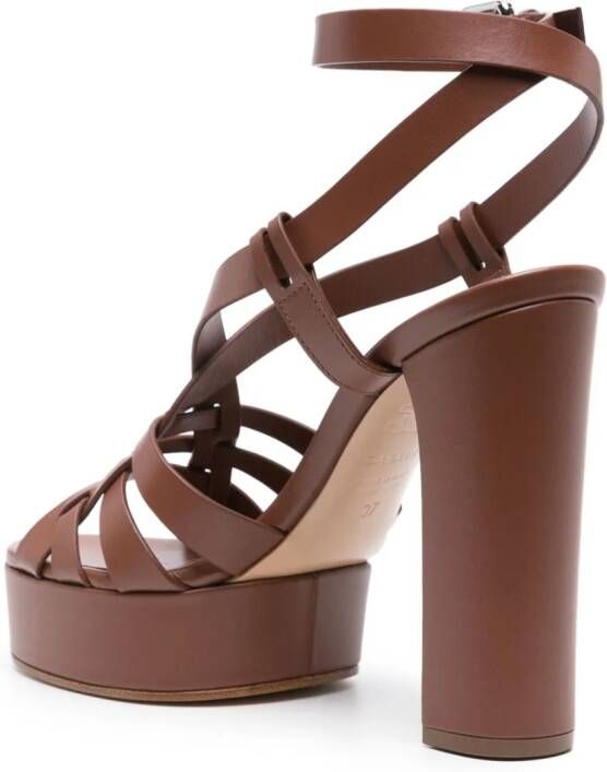Casadei Betty 120mm leather sandals Brown