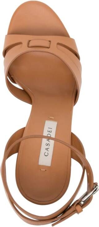 Casadei Betty 120mm platform leather sandals Brown