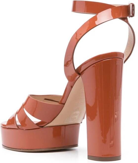 Casadei Betty 120mm platform leather sandals Orange