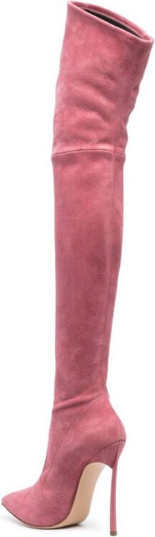 Casadei Blade 115mm above-knee suede boots Pink