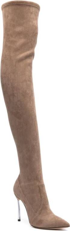 Casadei Blade 120mm over-the-knee boots Neutrals