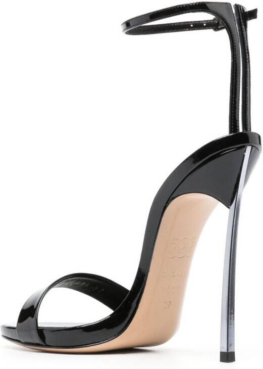 Casadei Blade 120mm patent-finish sandals Black
