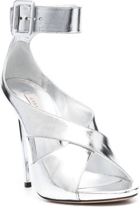 Casadei Blade Eloisa 120mm metallic sandals Silver