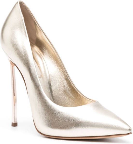 Casadei Blade Flash 130mm leather pumps Gold